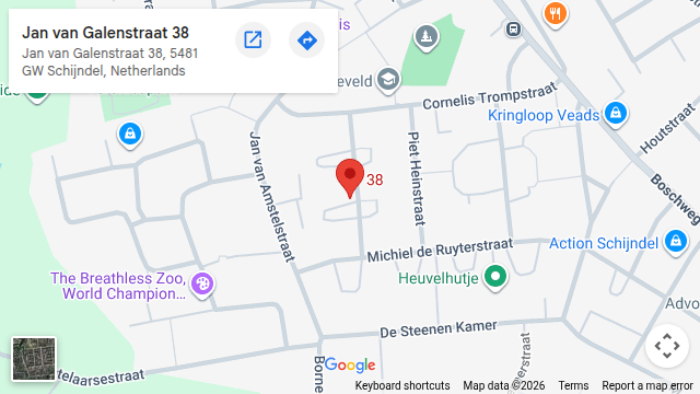 Locatie van Pure Genieten op de kaart: Jan van Galenstraat 38 in Schijndel